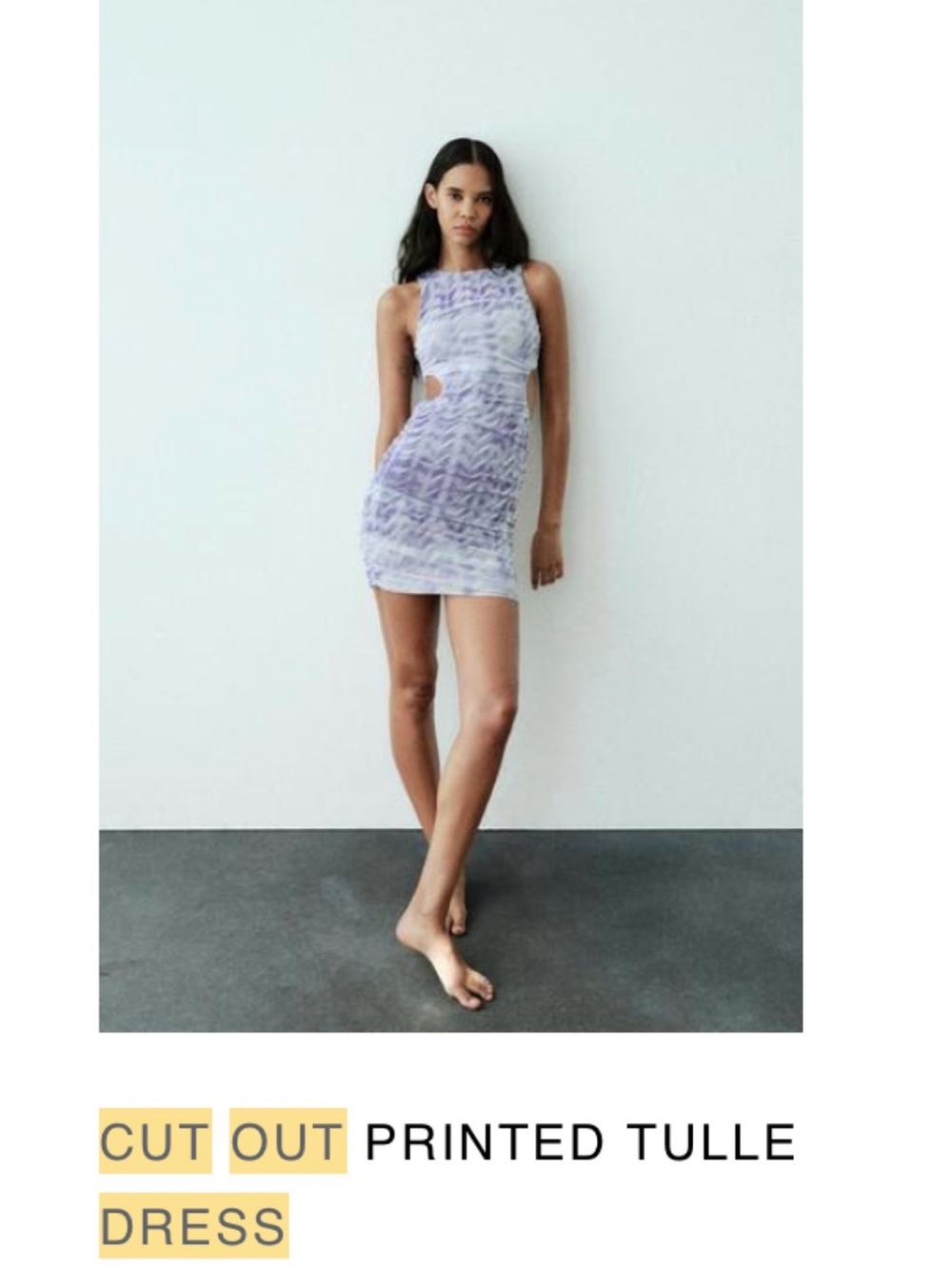 Zara Purple Tie-Dye Cut-Out Mini Dress